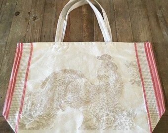 Cotton Tote Rooster w 55 x d 15x h 36cm