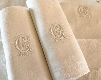 French Serviettes set/6 monogrammed C P