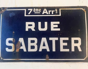 French blue enamel Road sign