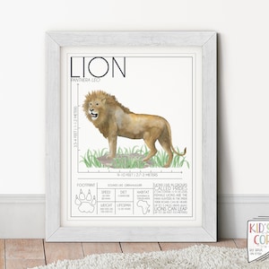 Lion Art For Kids | Watercolor African Safari Animals | Educational Prints | Wild Zoo Adventure | Fun Explorer | DIGITAL DOWNLOAD| PRINTABLE