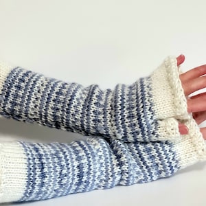 Purple and White Fingerless Gloves