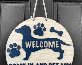 "Humor Dackel-Türschild - ""Pet My Wiener"" - Willkommensdekoration."