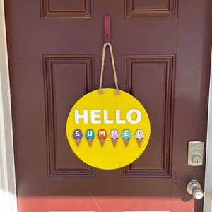 Hello Summer Door Hanger - Front Door Wreath | Summer Home Decor | Welcome Sign