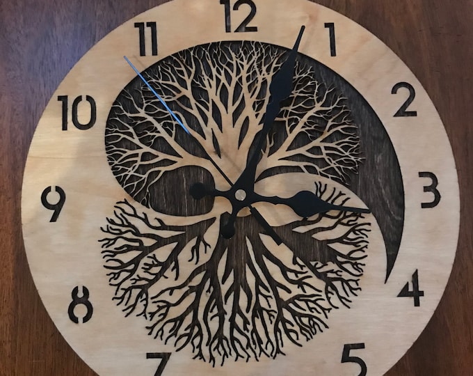 Wall clock. Tree of life clock. laser cut wall clock. Tree of life wall clock.