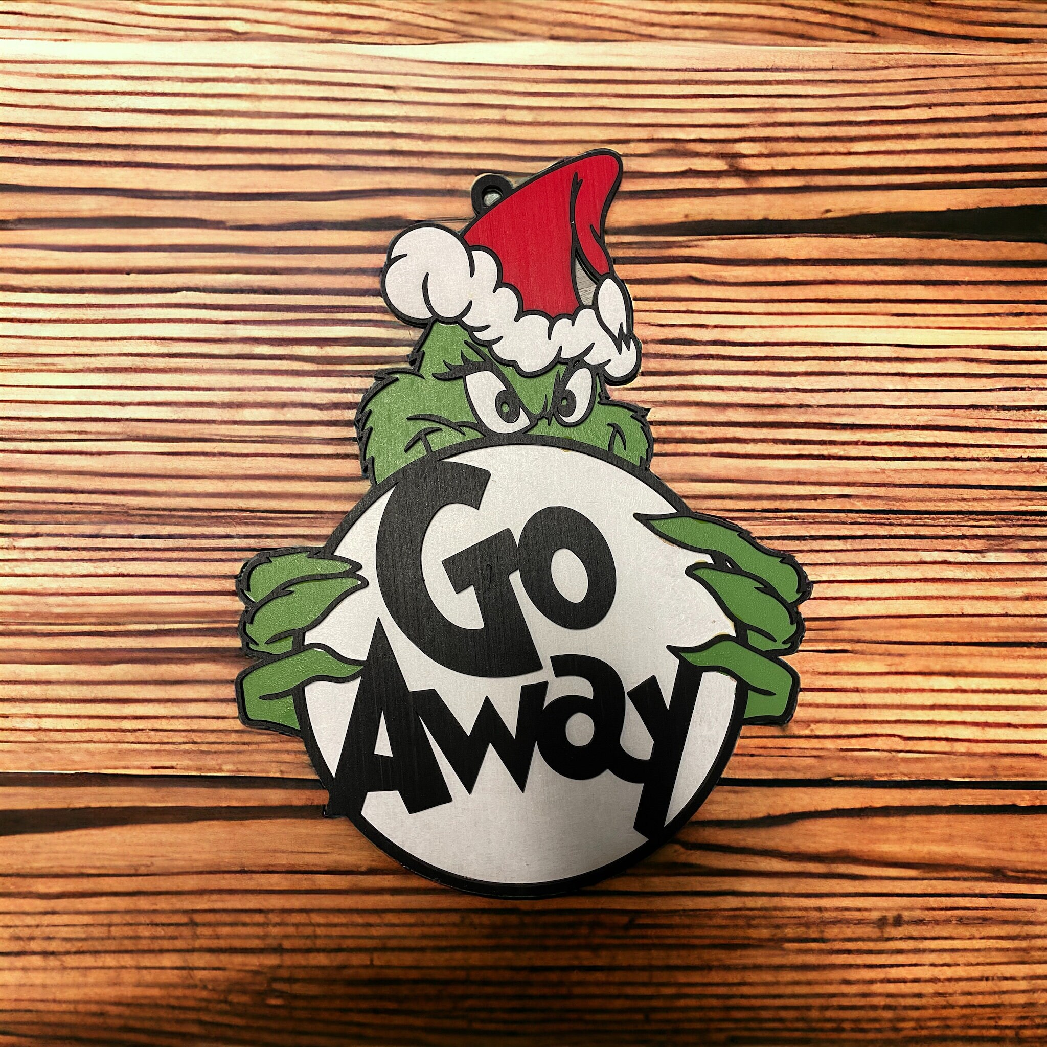 Grinch Gift Front Door Decor Go Away Wreath no soliciting sign Welcome Door Hanger Year Round Home Decor Funny Sarcastic Gift. Bah Humbug