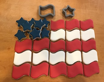 250-jähriges Jubiläum Amerika USA Flagge Platter Cookie Cutter Set: Vaterländischer Stern & Schriftrolle