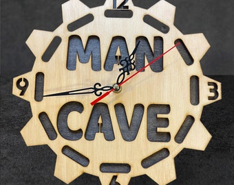 Man Cave Clock: Rustic Baltic Birch Wall Decor