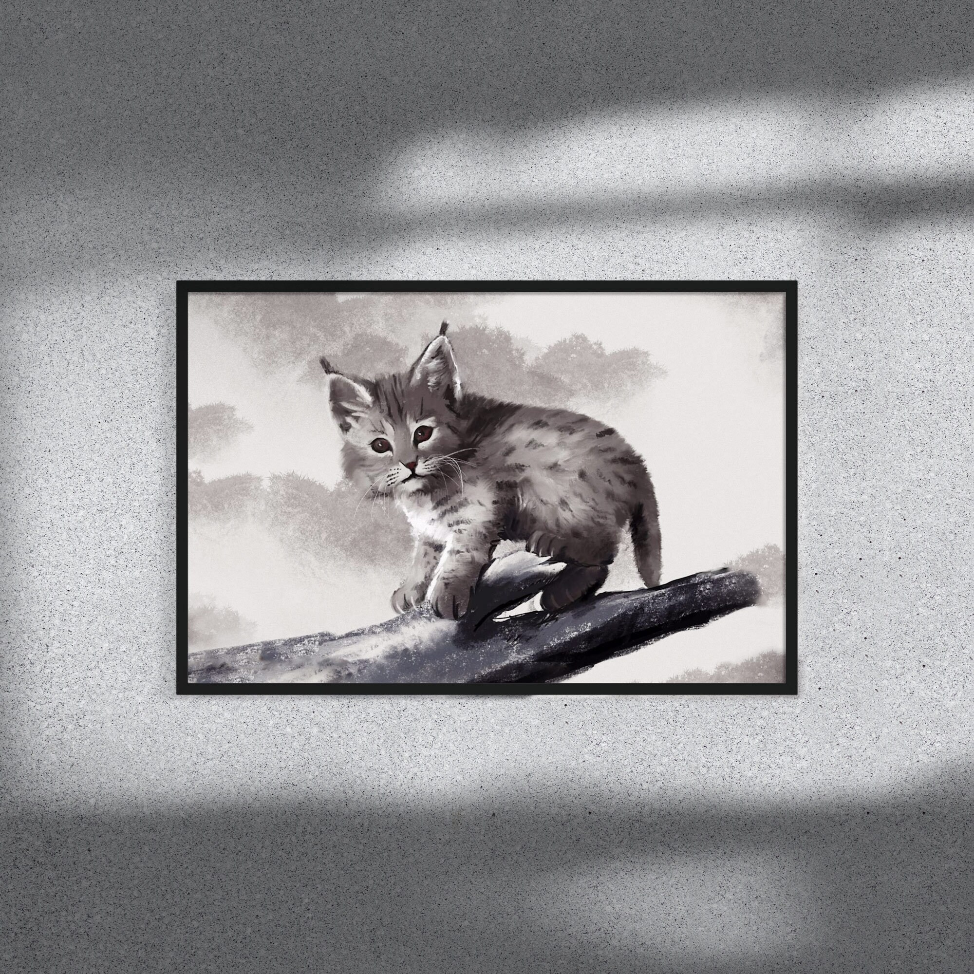 Rustic Bobcat Bobcat Art Print Rustic Cabin Decor Black and White Wildlife - Etsy UK
