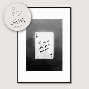 Ace of Spades Art Print, Ace of Spades kunst aan de muur, Franse Fashion Quote Art Print, Fashion Quote Wall Art, Zwart-wit Designer Quote Poster