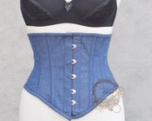 Women Underbust Denim Corset Heavy Duty Steel Boned Corset Waist Shape Clincher Corset