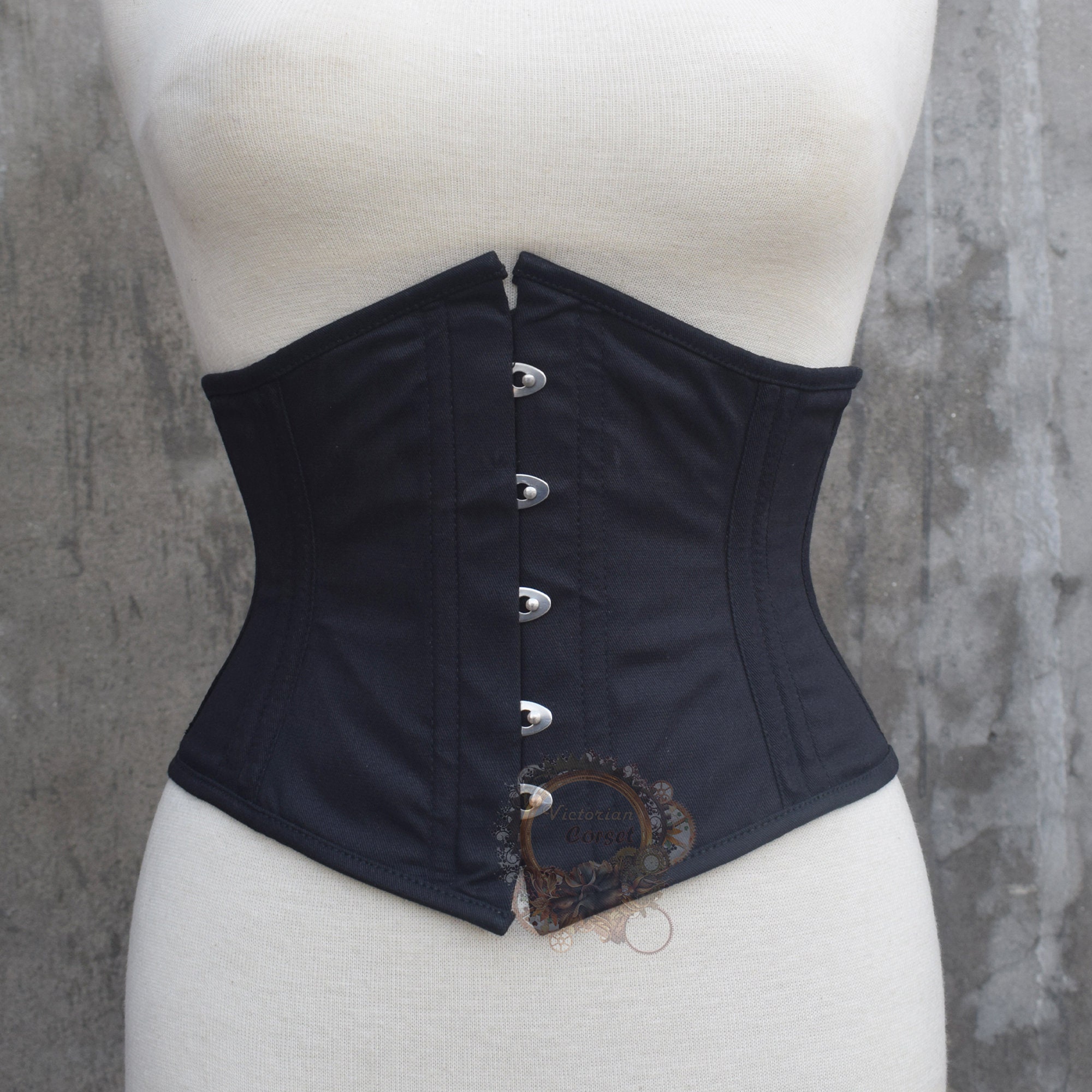Kit balck color to sew a cotton corset to train the waist, Set of