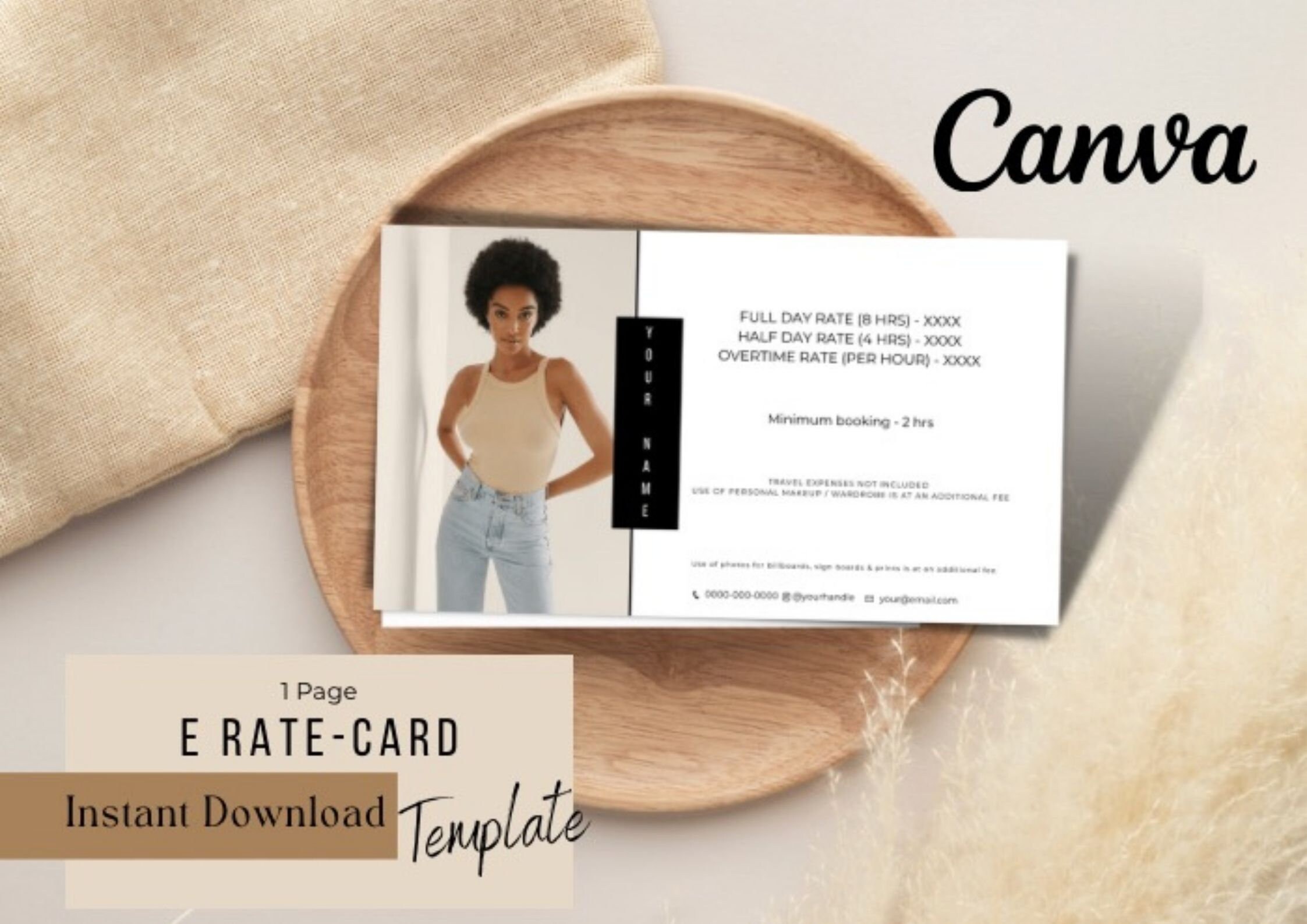Model Rate Card Template Canva Template Influencer Rate Card Model Rate
