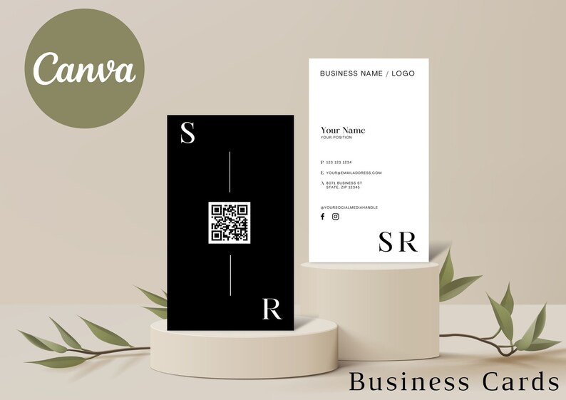 Business Cards QR Code Canva Template Instant Download Printable