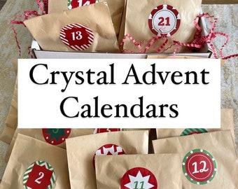 Crystal Holiday Advent Calendar Mystery Box Tumbles Raws Carvings Jewelry Christmas Yule Gifts