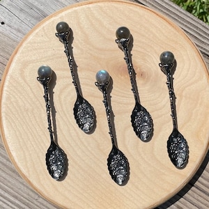 Labradorite Silvertone Witchy Spoon Spell Work Antique Style