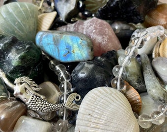 Siren Sea Witch Mermaid Crystal Confetti Mystery Lucky Scoop Shell Carvings Bracelet Keychains Tumbles