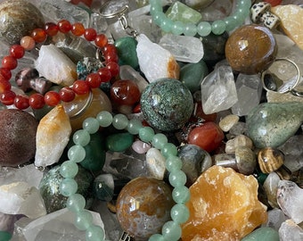 Fairy Crystal Confetti Mystery Lucky Scoop Mushroom Carvings Bracelet Keychains Tumbles Ocean Jasper