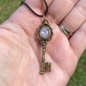 Moonstone Key Pendant Necklace Hecate Intuition
