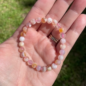 Flower Agate Crystal 6mm Bead Bracelet New Beginnings Grounding