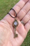 Moonstone Key Pendant Necklace Hecate Intuition