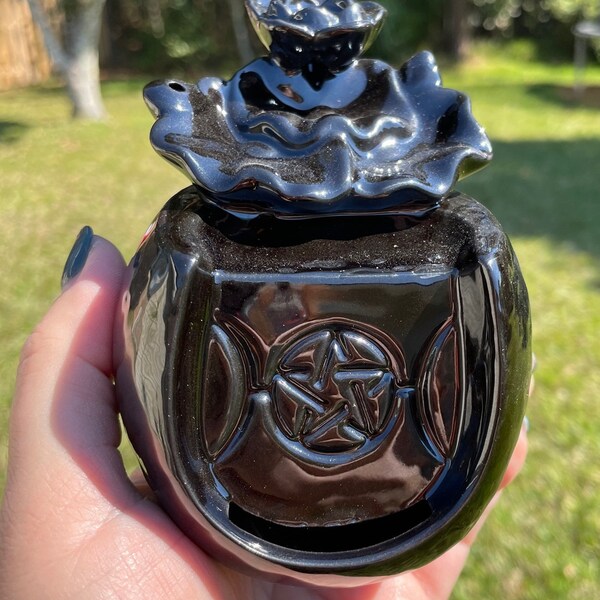 Aged Wiccan Pentagram Backflow Incense Burner 19cm main image 1