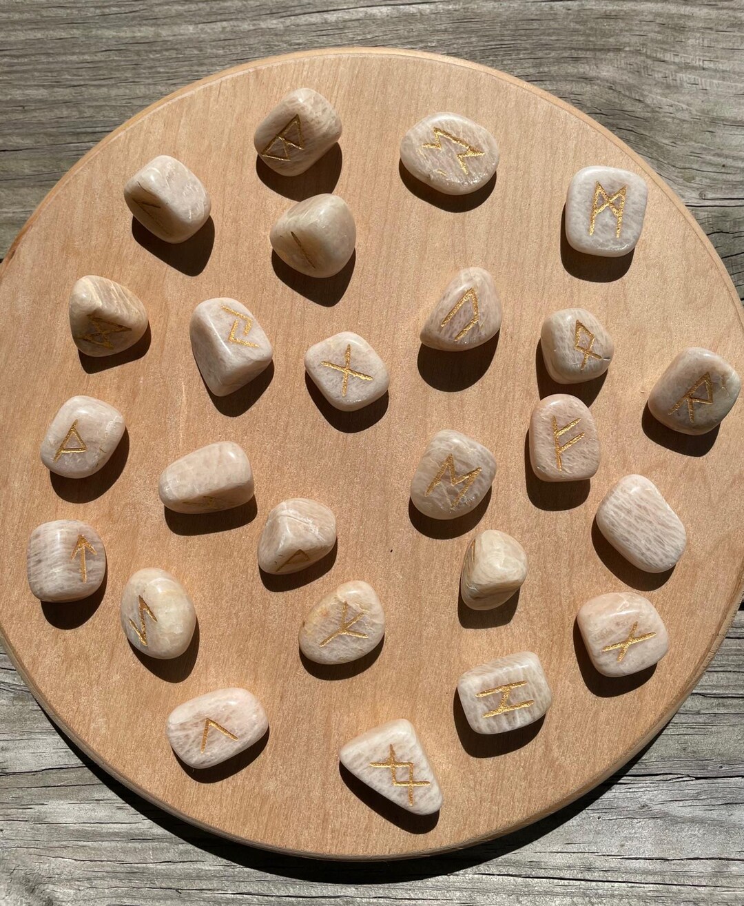 Peach Moonstone Crystal Rune Set Norse Divination New - Etsy