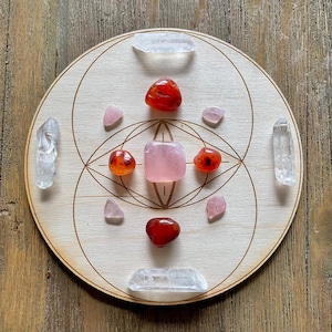 Mary Magdalene Crystal Grid Kit Set Vesica Piscis Divine Feminine Rose Quartz Carnelian
