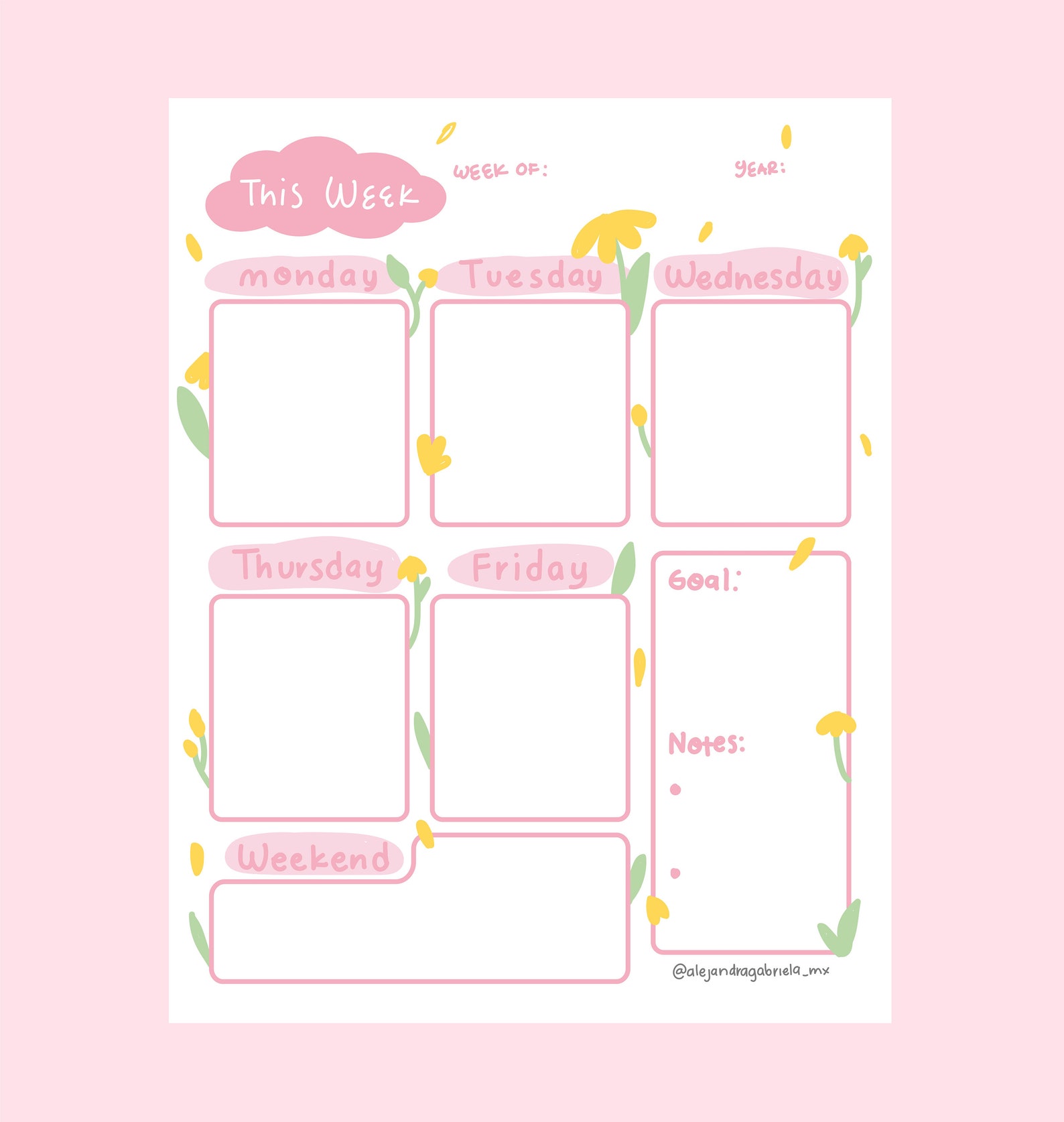 Cute Weekly Planner Printable Planner PDF Instant Download | Etsy