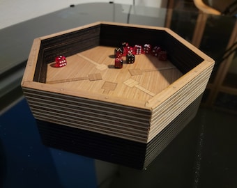 Laser-cut Hex Dice Tray Plans