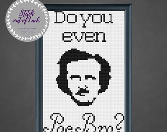 Edgar Allan Poe Silhouette Cross Stitch Pattern: Humorous Gothic Art (PDF Pattern)