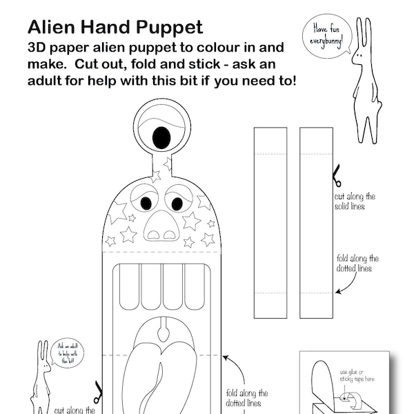 Printable Paper Craft Alien Hand Puppet