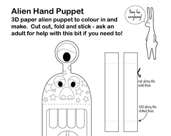 Printable Paper Craft Alien Hand Puppet