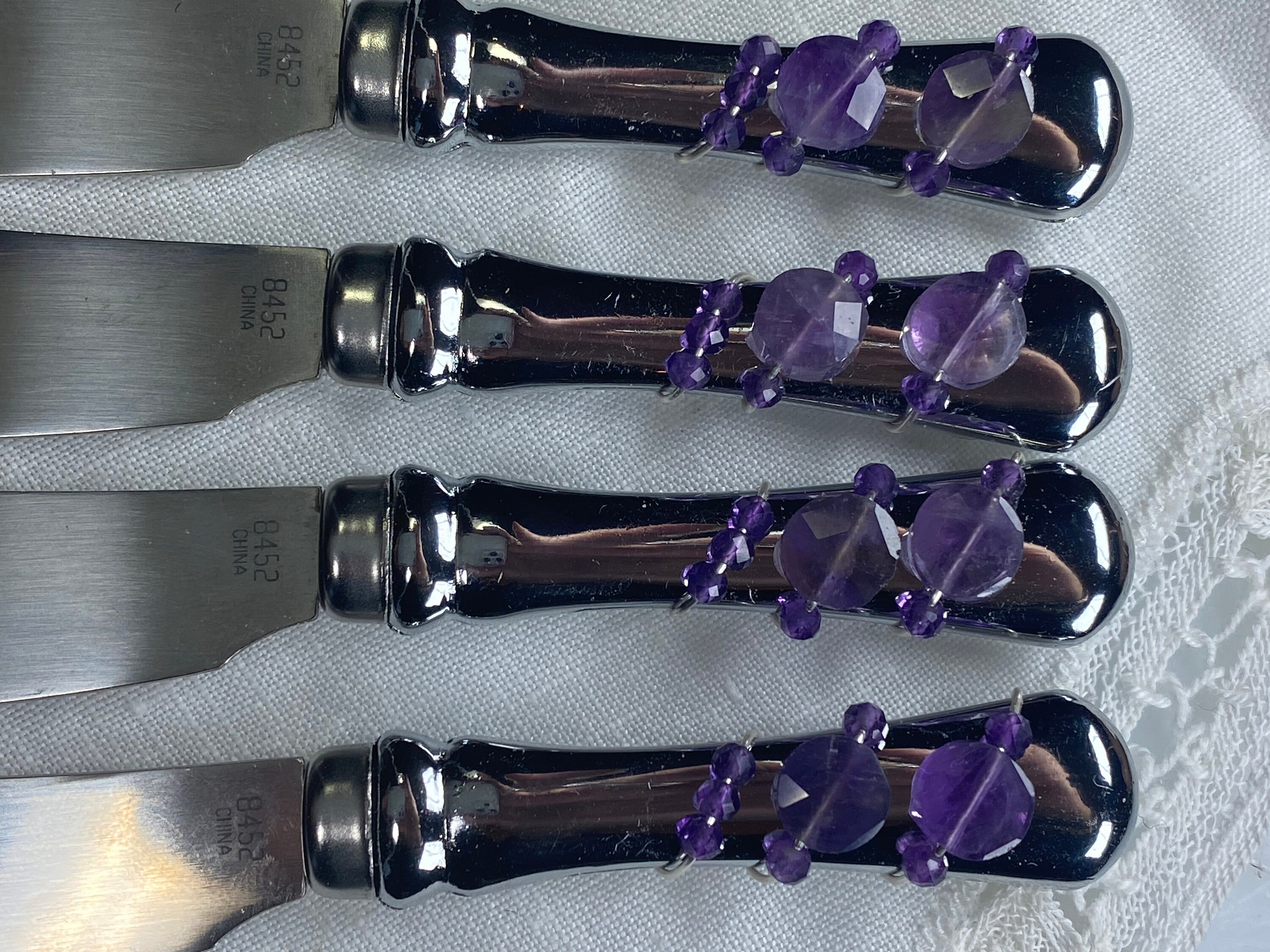 Set of 4 Cheese/Butter/Jam Knives Wrapped with Silver Wire and Etsy