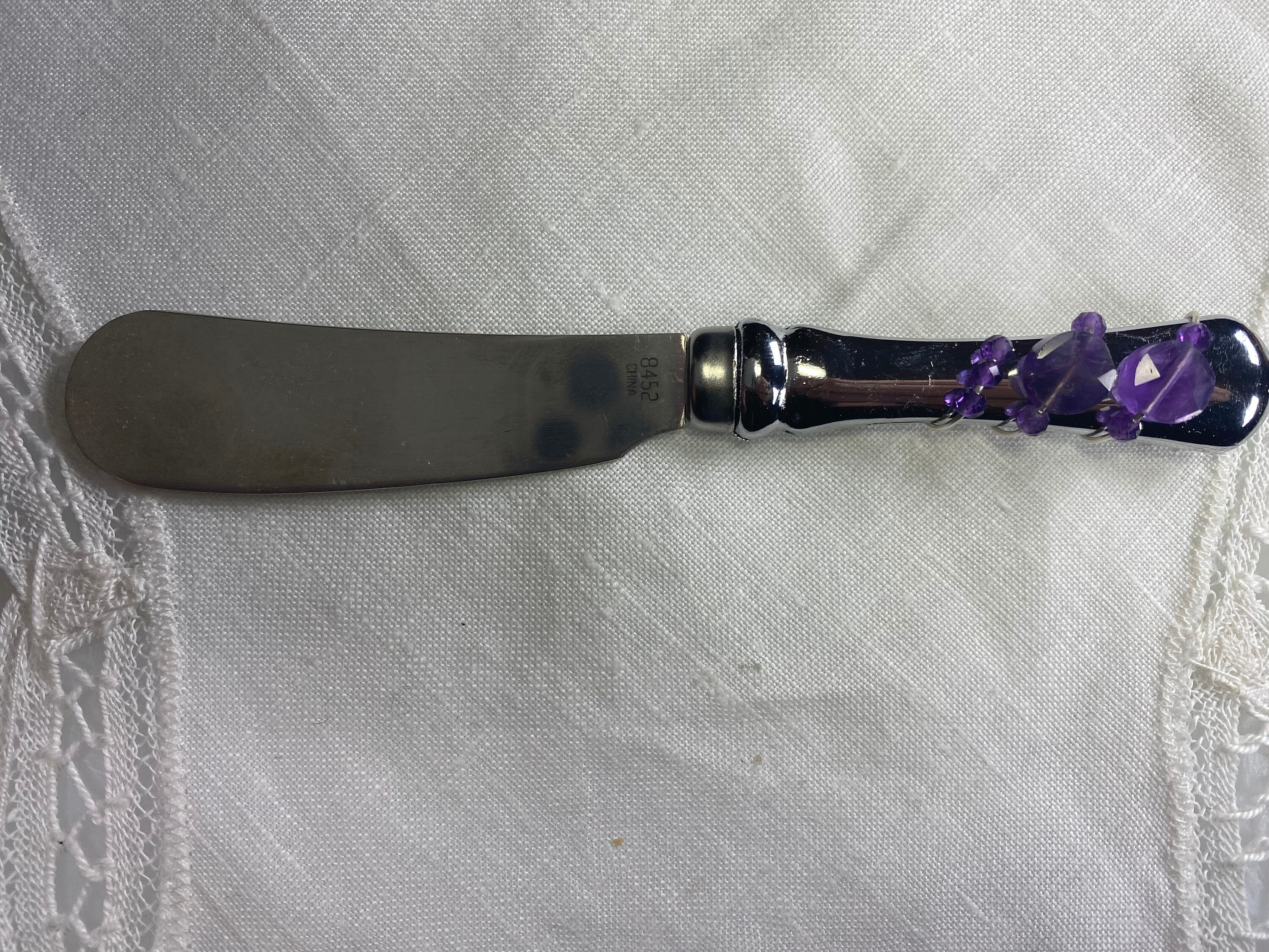 Cheese/Butter/Jam Knife Wrapped with Silver Wire and Amethyst Etsy