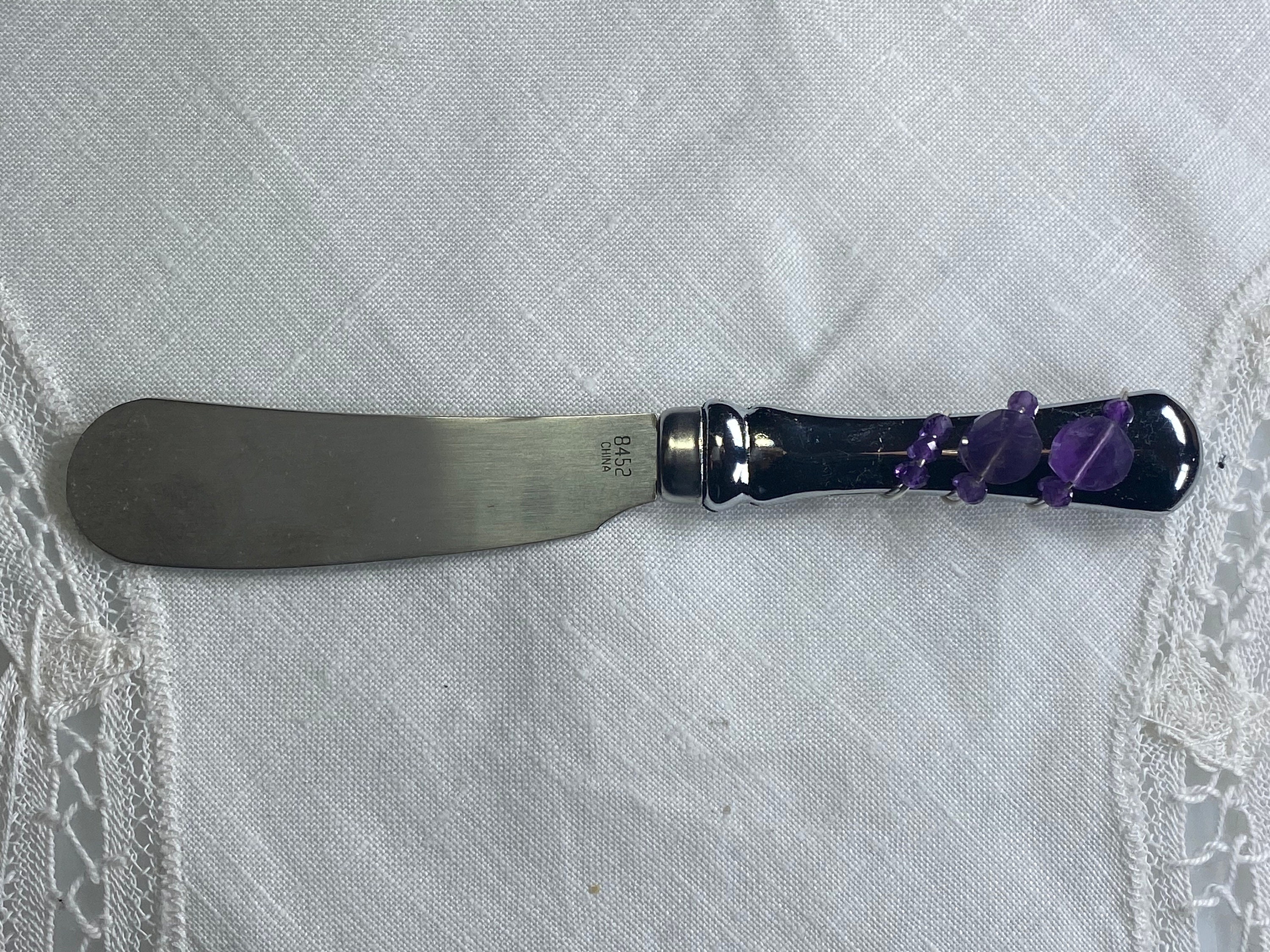 Cheese/Butter/Jam Knife Wrapped with Silver Wire and Amethyst Etsy