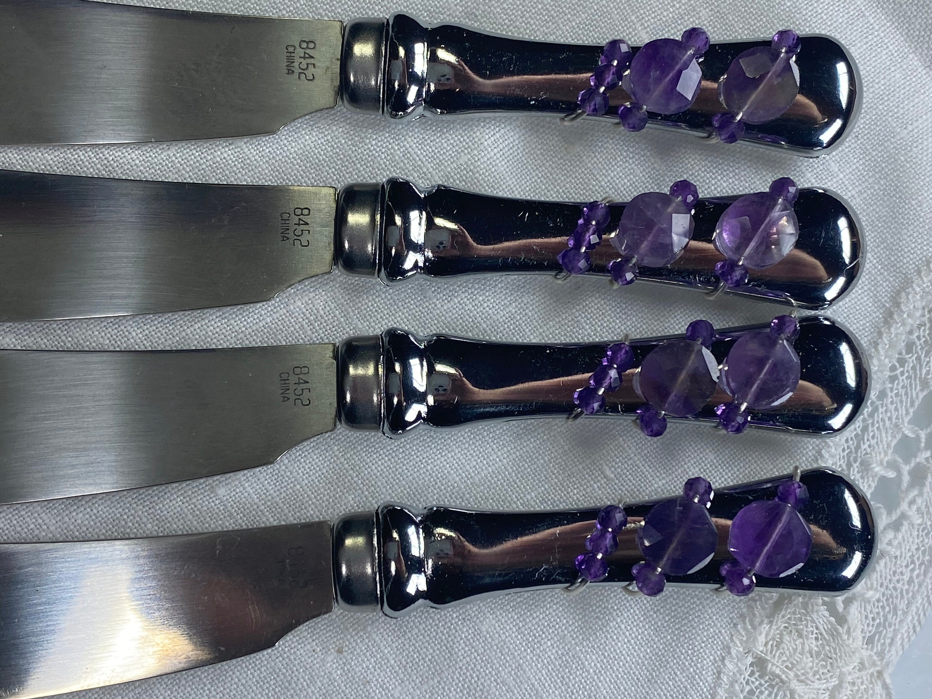 Set of 4 Cheese/Butter/Jam Knives Wrapped with Silver Wire and Etsy