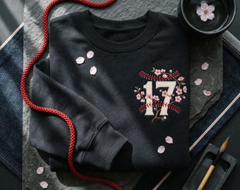 Shotime Cherry Blossom 17 Embroidered Shirt, Japanese Baseball Tee, Personalized Gift with Name Sweatshirt, Ohtani Fan Hoodie
