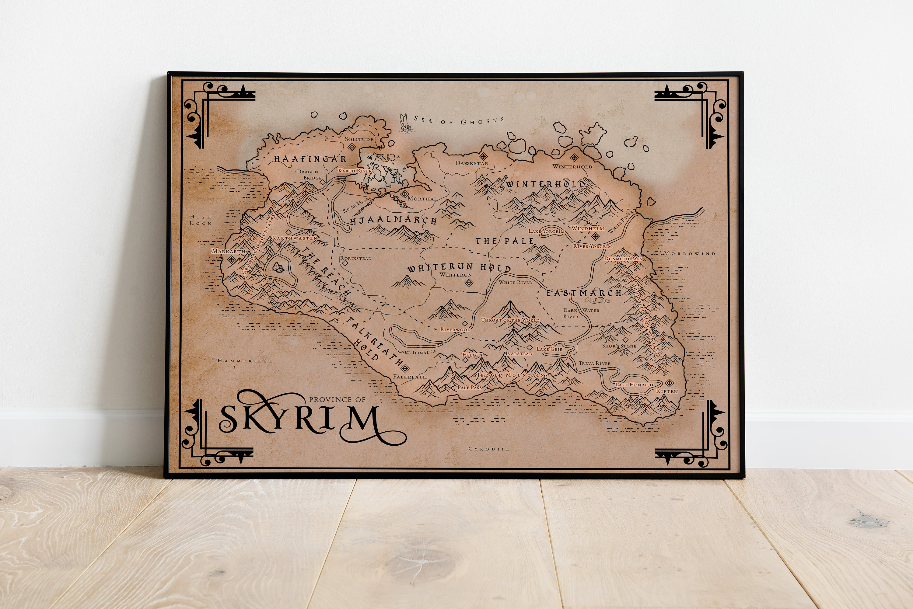 Skyrim Karte DIGITAL DOWNLOAD Vintage Style 11x14 - Etsy.de