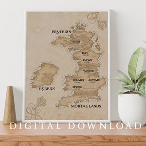 DIGITALER DOWNOAD**Eine Prythische Karte im Vintage-Stil von Court of Thorns and Roses