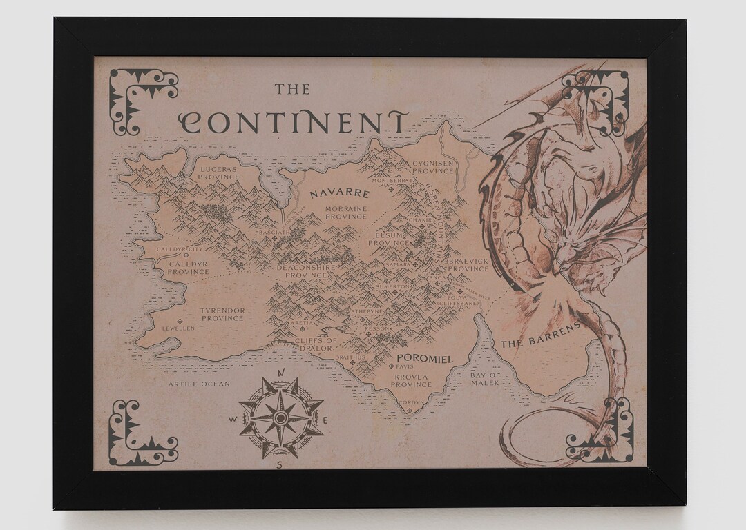 Fourth Wing Vintage Fantasy Map 11x14 Print Etsy