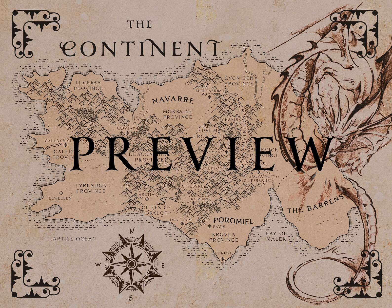 Fourth Wing Vintage Fantasy Map 11x14 Print - Etsy