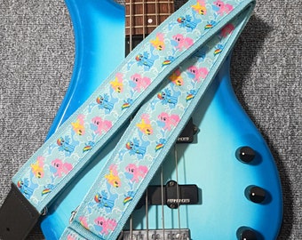 Rainbow Pony Guitar Strap, Blue Handmade Guitar Strap, Thick Canvas Student Guitar Strap, Music Instrument Straps, Guitar Accessories