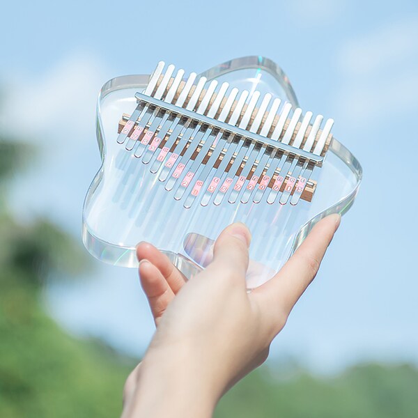 17 Tone Crystal Thumb Piano, Kalimba Transparent Dazzling Star Fingerpiano, Beginner Beginner Heart Shaped Thumb Piano, Student Gift