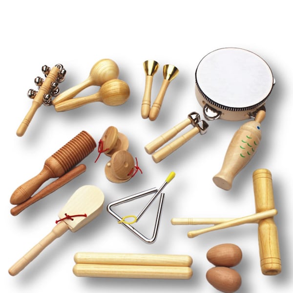 Instruments de musique en bois, musique d'éducation précoce, œufs de sable en bois, instruments à percussion, hochets en bois, tambours à main, cadeaux pour enfants