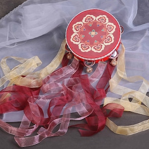Red Tambourines,Wooden Tambourines,Bell Drums,Handmade Tambourines,Tambourines With Ribbons,Personalized Tambourines,Patterned Tambourines