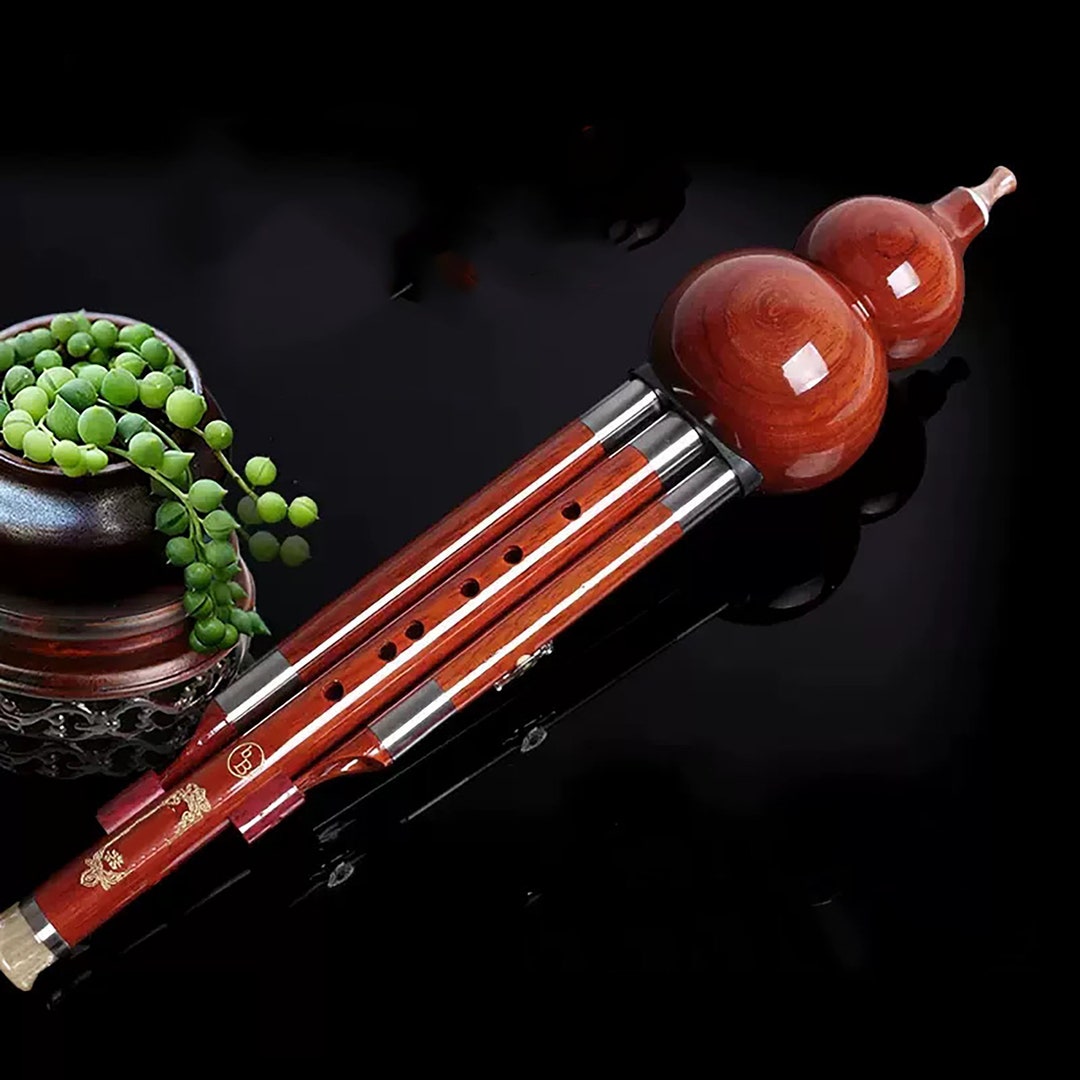 Red Bamboo Gourd Flute Tuning Instrument Sevenhole Gourd Etsy
