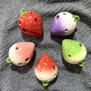 Strawberry Alto C Tune 6 hole Ocarina,Beginner Beginners,Children's Musical Instrument,Professional Ceramic Ocarina,Christmas Gift