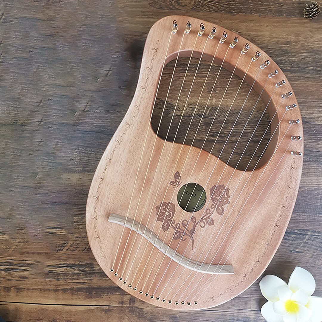 16 String Lyre, Single Board Lyre, Niche Musical Instrument Harp, Log