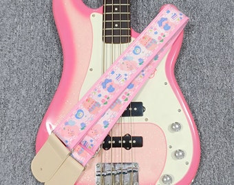 Pink And Blue Guitar Strap, Cute Little Animal Guitar Strap, Youth Folk Guitar Strap, Rock Kids Girl Guitar Strap, Guitar Accessories