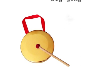 Resonating Gong Sound, The Mini Gong, Vintage Brass Finger Cymbals, Small Hand Percussion Instrument, Children's Toys, Kindergarten Children